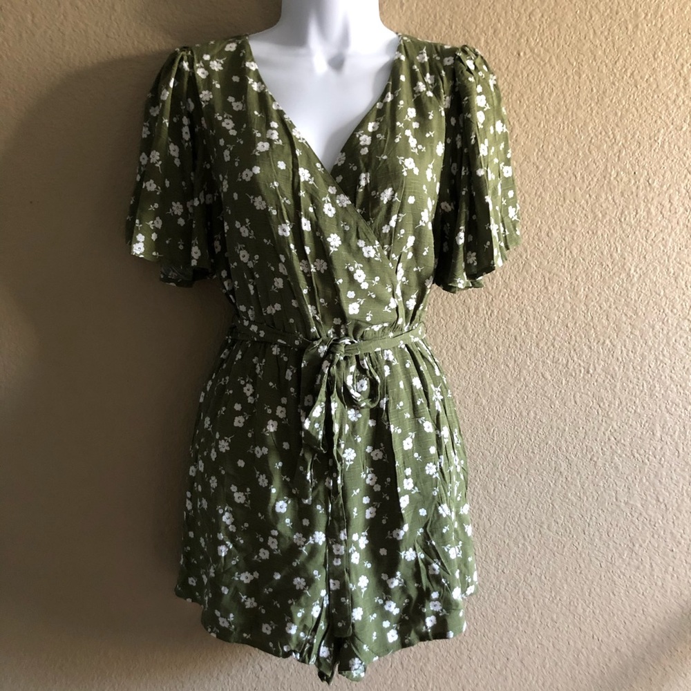 Olive Floral romper